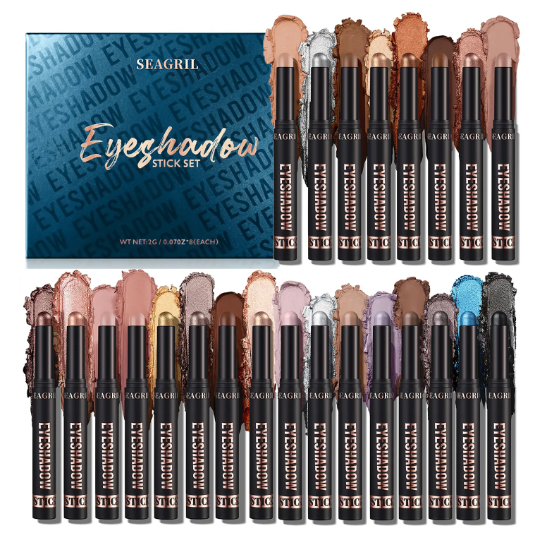 SEAGRIL Cream Eyeshadow Stick Gift Set, 8 PCS Soft Smooth Matte Earth , Waterproof & Long-Lasting