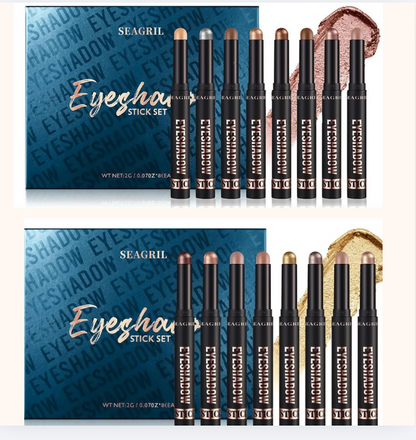 SEAGRIL  Cream Eyeshadow Stick Gift Set, 8 PCS Soft Smooth Matte Earth , Waterproof & Long-Lasting