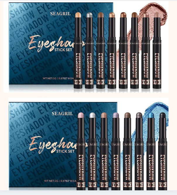 SEAGRIL  Cream Eyeshadow Stick Gift Set, 8 PCS Soft Smooth Matte Earth , Waterproof & Long-Lasting
