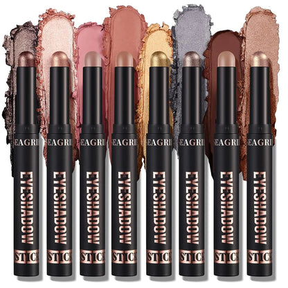 SEAGRIL  Cream Eyeshadow Stick Gift Set, 8 PCS Soft Smooth Matte Earth , Waterproof & Long-Lasting