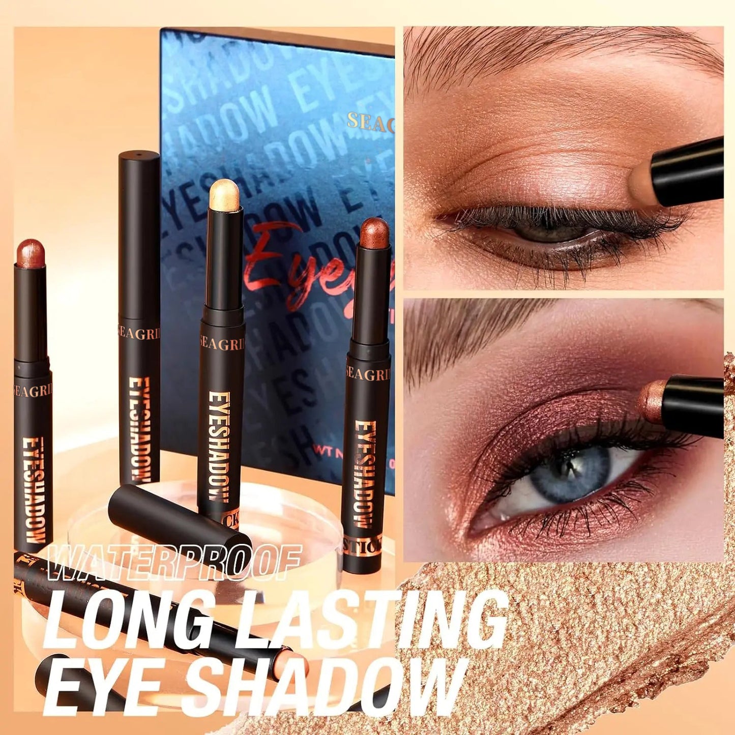 SEAGRIL  Cream Eyeshadow Stick Gift Set, 8 PCS Soft Smooth Matte Earth , Waterproof & Long-Lasting