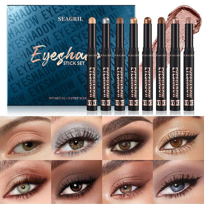 SEAGRIL  Cream Eyeshadow Stick Gift Set, 8 PCS Soft Smooth Matte Earth , Waterproof & Long-Lasting